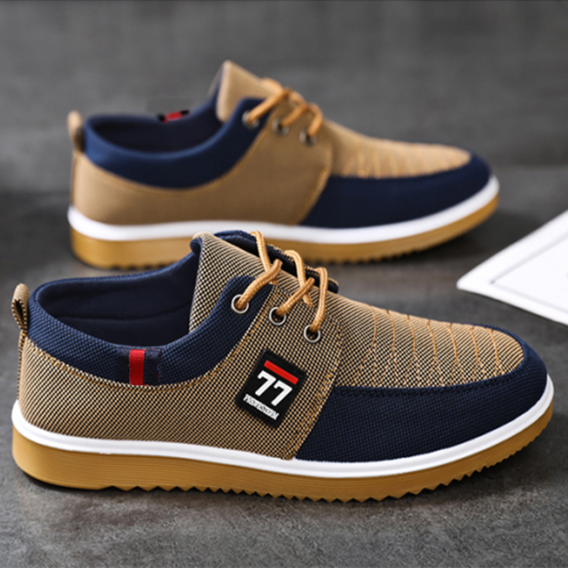 New Fashionable Trendy Men's S - Knit Fabric Lace Up Sneakers ulasan dan harga