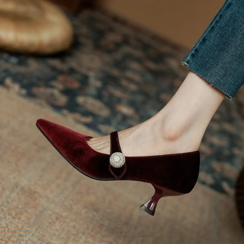 Wine Red Pointed Toe Mary Jane - Women'S Shoes ulasan dan harga