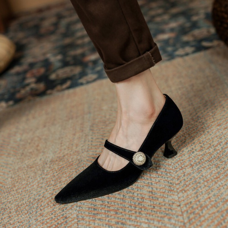 Wine Red Pointed Toe Mary Jane - Women'S Shoes ulasan dan harga