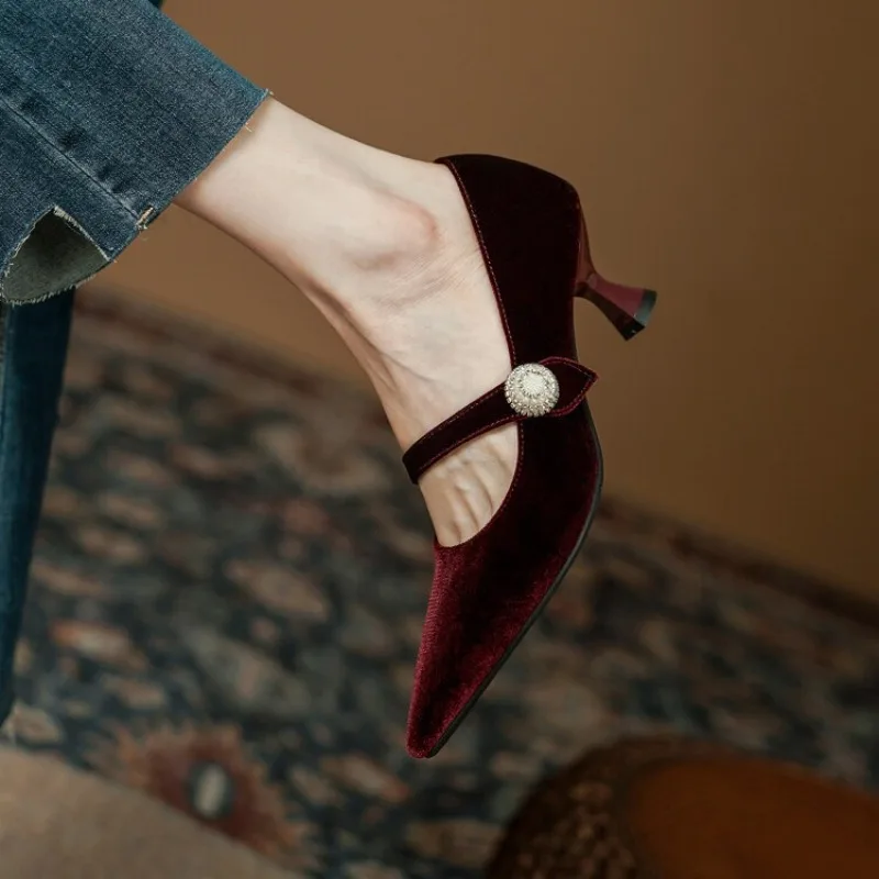 Wine Red Pointed Toe Mary Jane - Women'S Shoes ulasan dan harga