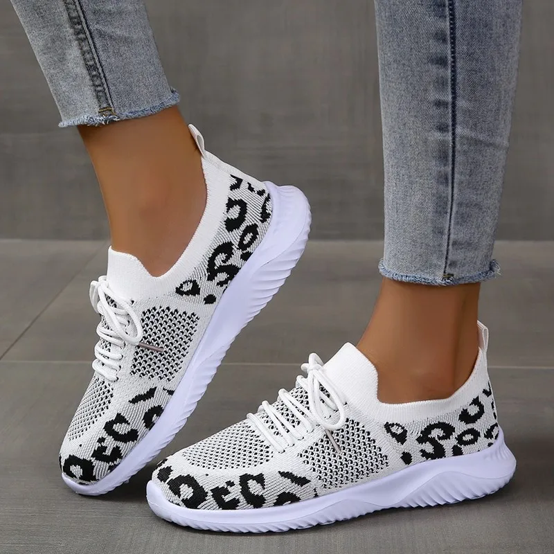 New Summer Women's Knitted Mes - Knit Fabric Lace Up Sneakers ulasan dan harga